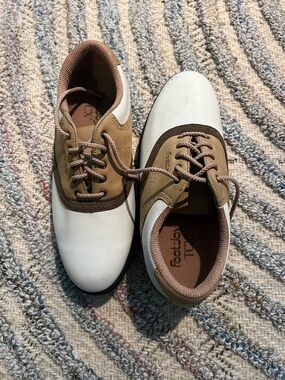 FootJoy White and Brown Kids Golf Shoes